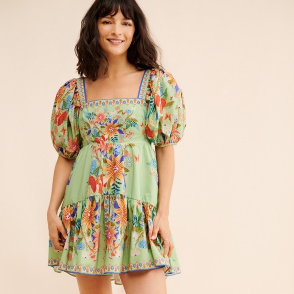 FARM RIO Green Bright Yard Mini Dress size S